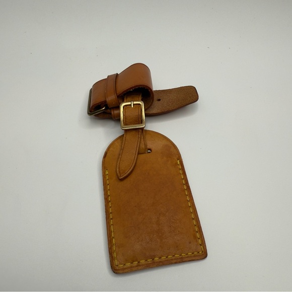 ❌Sold❌Louis Vuitton ~ Vachetta Brown Leather Luggage ID Name Tag & Poignet - Picture 2 of 2